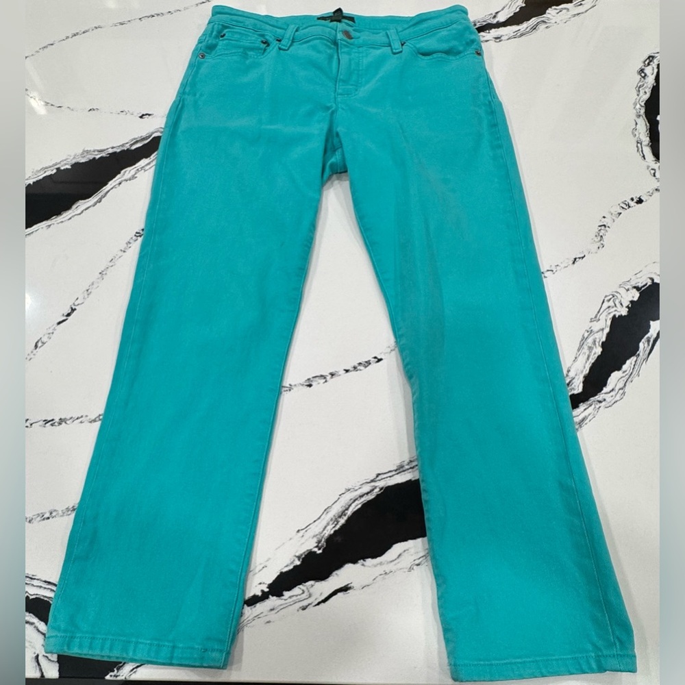 Lauren Jeans Co RL Modern Straight Cropped Jeans in Turquoise Size 12
